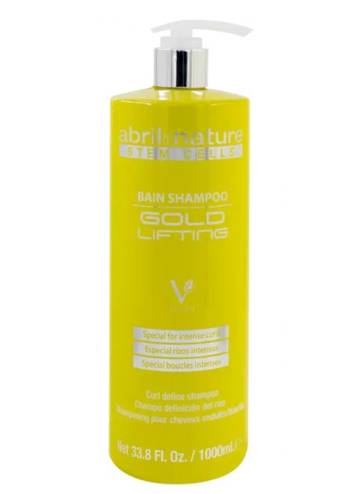 Шампунь зі стовбуровими клітинами, для в'юнкого волосся Abril et Nature Stem Cells Bain Shampoo Gold Lifting 1000 мл